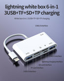 NÖRDIC Lightning Kortläsare 2 Slot SD, MicroSD 3xUSB-A 1xLightning-laddning UHS-I