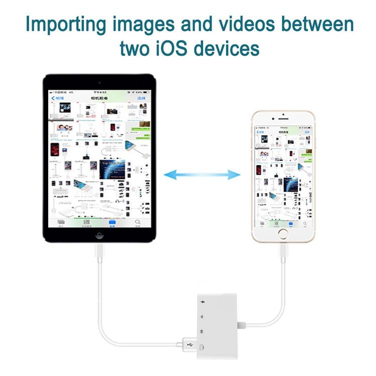 NÖRDIC Lightning Kortläsare 2 Slot SD, MicroSD 1xUSB-A, 1xUSB-C Laddning UHS-I