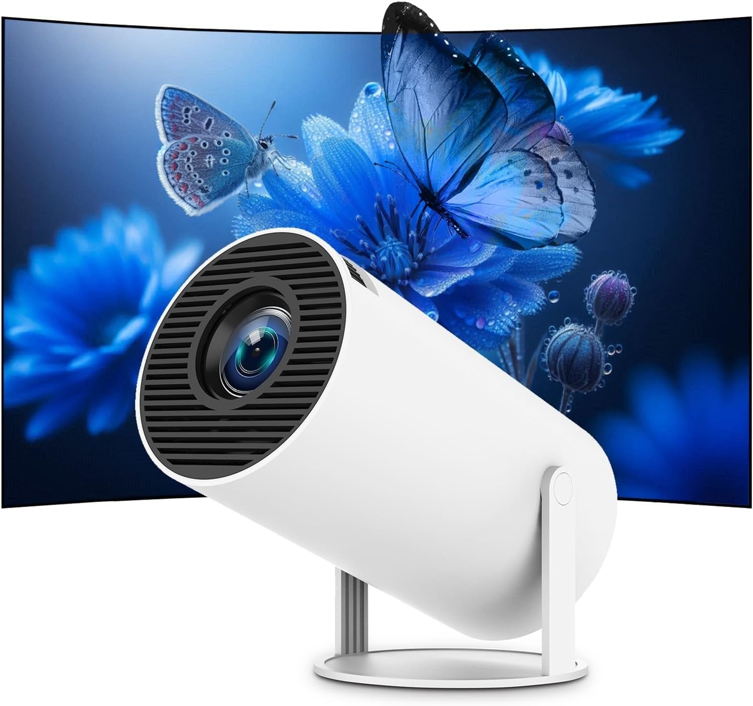 NÖRDIC Mini Portable Projector 720p HD-stöd Android 11 – WiFi 6, BT 5.0, 180° rotation, hemmabioprojektor