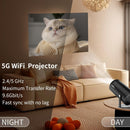 NÖRDIC Mini Portable Projector 720p HD-stöd Android 11 – WiFi 6, BT 5.0, 180° rotation, hemmabioprojektor