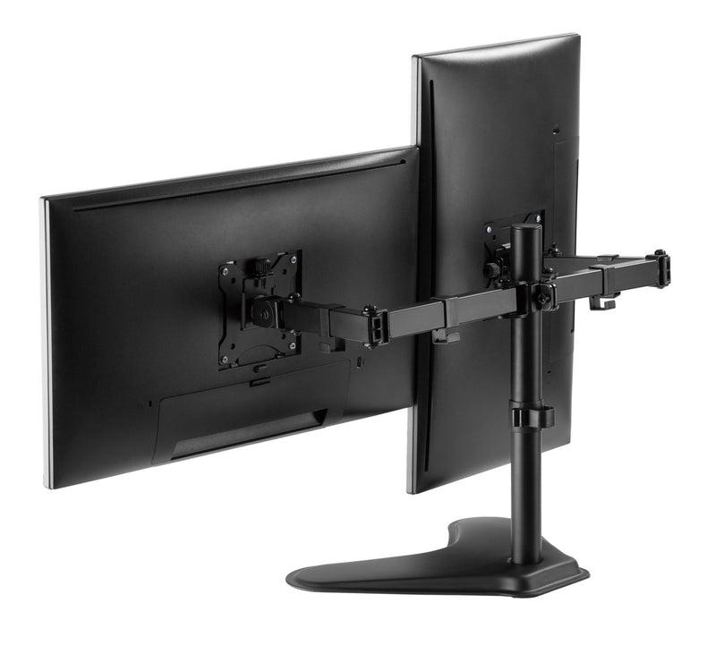 NÖRDIC Monitorarm bordsställ i stål för dubbla skärmar 17-32 tum, lutbar och vridbar svart skärmfäste