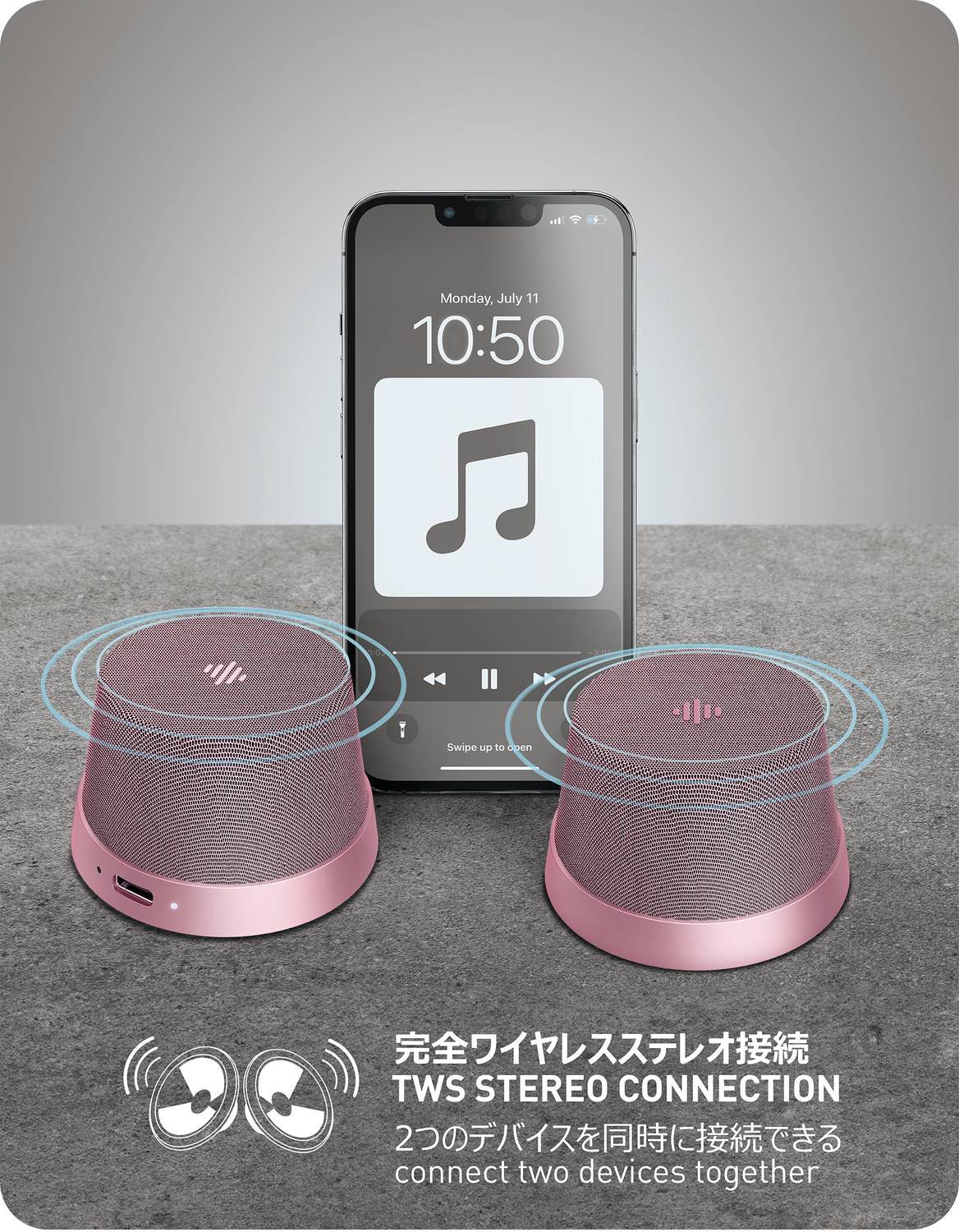 NÖRDIC Bluetooth 5.3 högtalare med magnet 3W IPX6 rosa