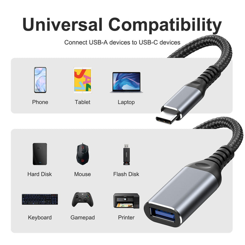 NÖRDIC OTG USB-C 3.1 till USB-A adapter aluminium 18cm USB-C OTG Kabel