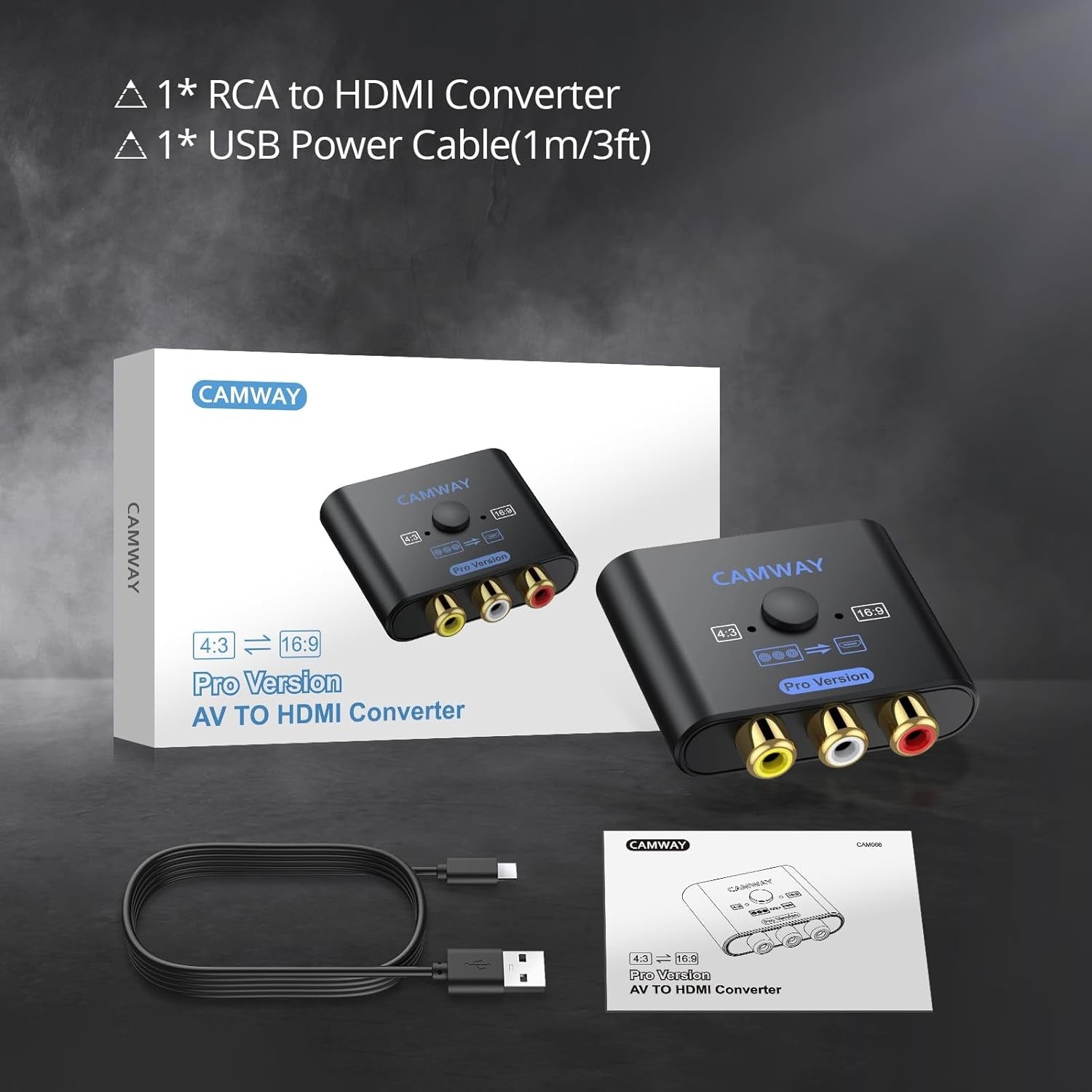NÖRDIC RCA AV to HDMI Converter 16:9/4:3 1080P  for Wii/PS1/PS2/N64/X-box/DVD/VCR,Mini Composite CVBS Video Audio Converter Supports PAL,NTSC