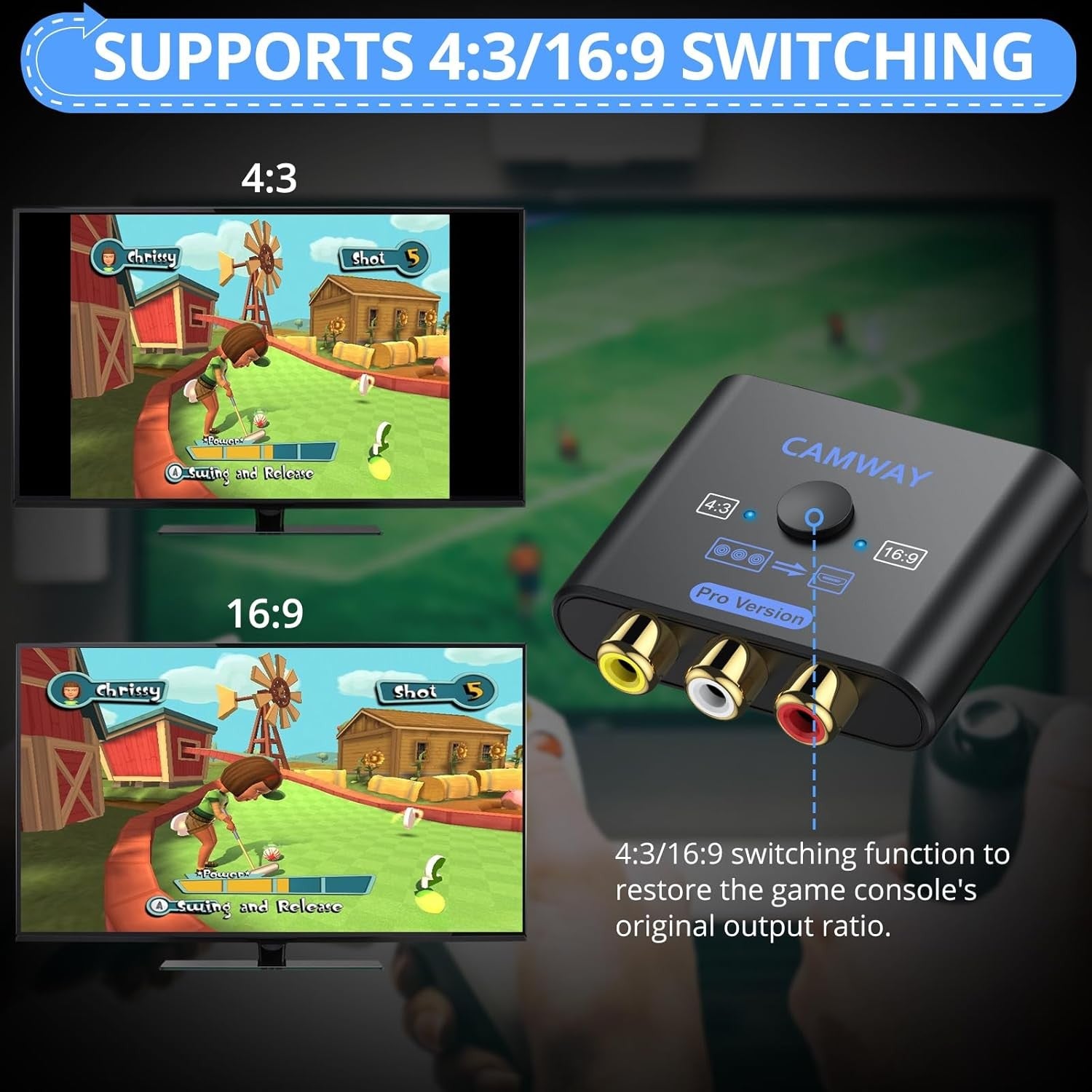 NÖRDIC RCA AV to HDMI Converter 16:9/4:3 1080P  for Wii/PS1/PS2/N64/X-box/DVD/VCR,Mini Composite CVBS Video Audio Converter Supports PAL,NTSC