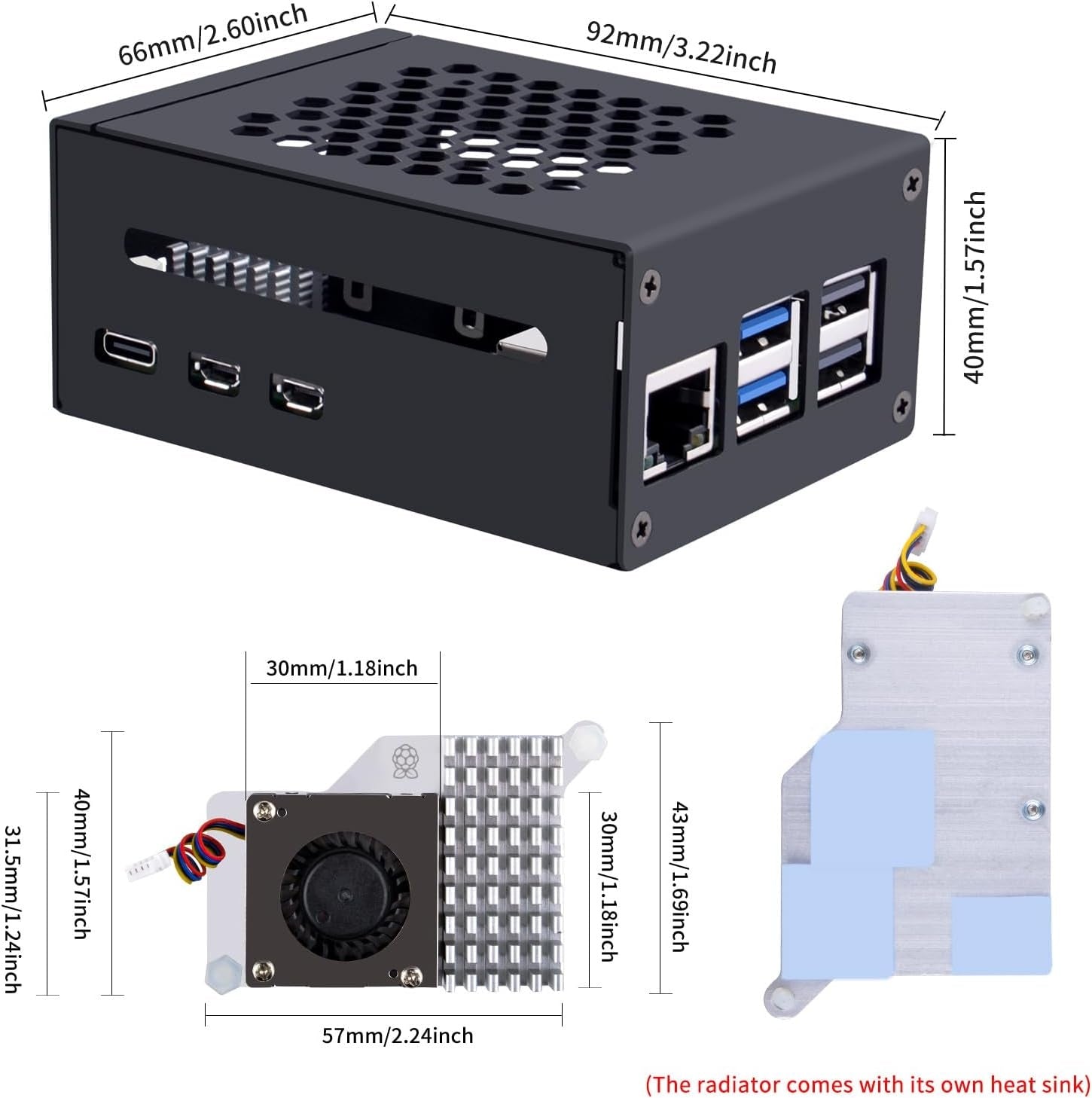 NÖRDIC Raspberry Pi 5-chassi med Pi5-officiell aktiv kylare, stöd för PCIe M.2 NVMe SSD