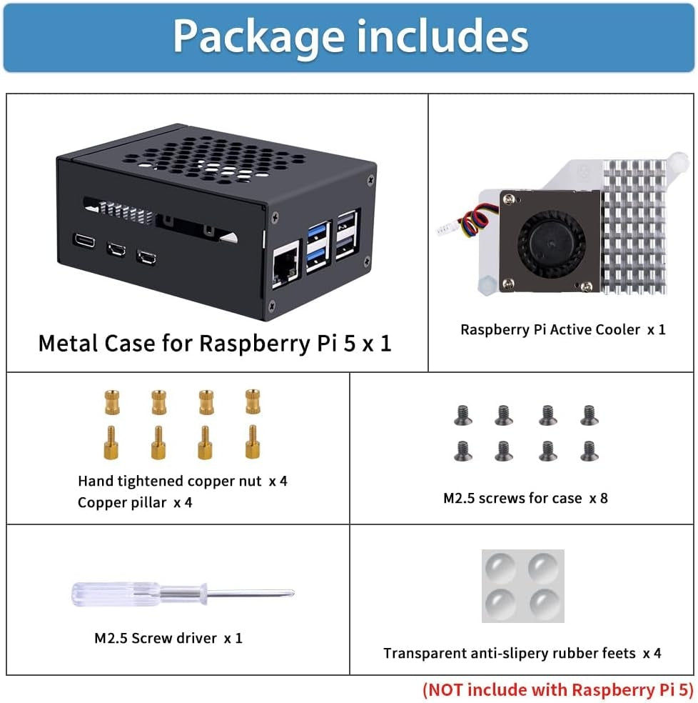 NÖRDIC Raspberry Pi 5-chassi med Pi5-officiell aktiv kylare, stöd för PCIe M.2 NVMe SSD