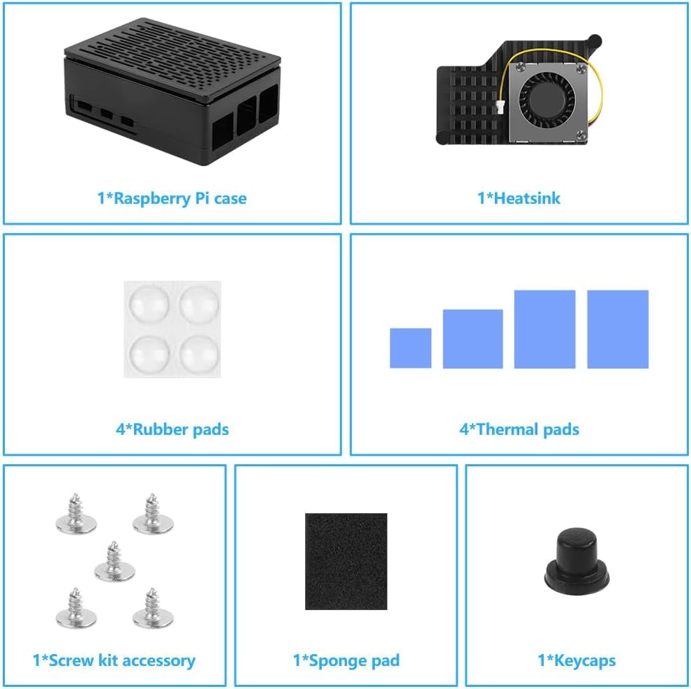 NÖRDIC Raspberry Pi 5-chassi med Pi5-officiell aktiv kylare, stöd för PCIe M.2 NVMe SSD Shield Top, för Raspberry Pi 5 4GB/8GB