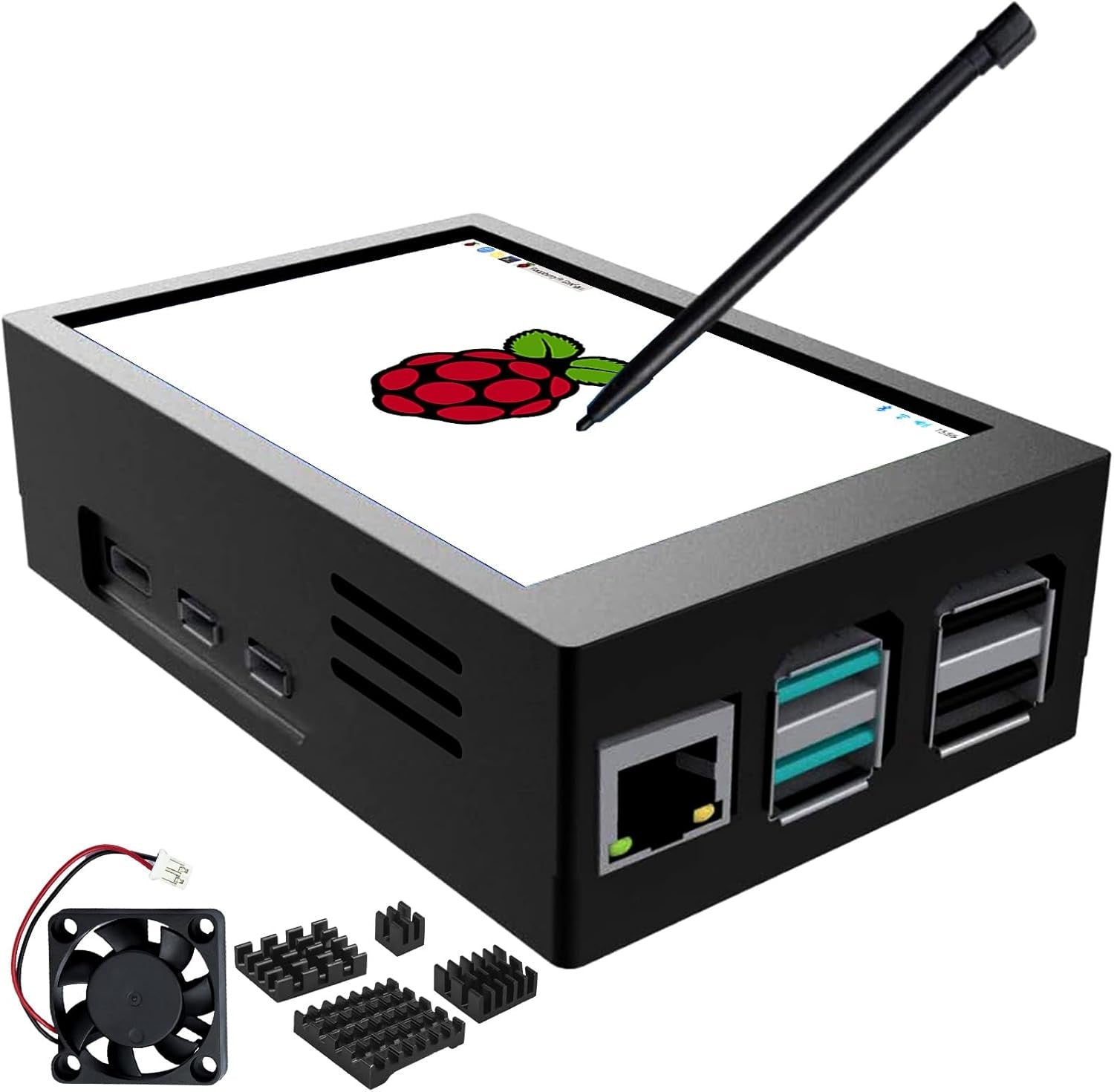 NÖRDIC 3,5" Pekskärm med Raspberry Pi 5-chassi, 480x320 TFT LCD-panel, 60Hz-skärm med minifläkt och heatsink