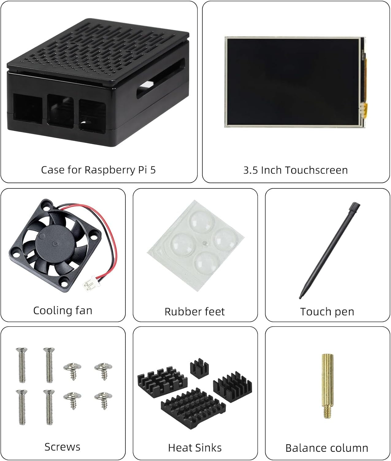 NÖRDIC 3,5" Pekskärm med Raspberry Pi 5-chassi, 480x320 TFT LCD-panel, 60Hz-skärm med minifläkt och heatsink