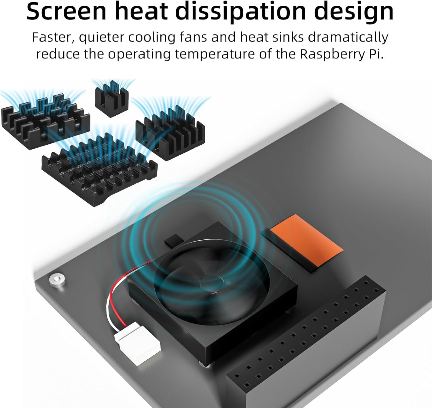 NÖRDIC 3,5" Pekskärm med Raspberry Pi 5-chassi, 480x320 TFT LCD-panel, 60Hz-skärm med minifläkt och heatsink