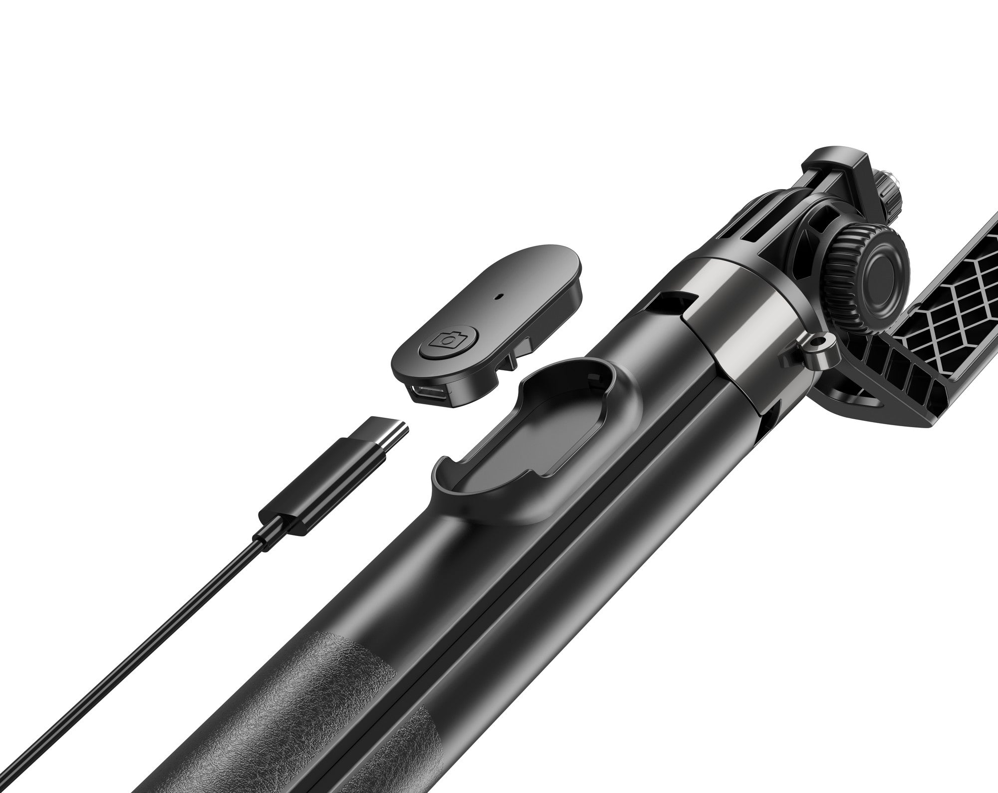 NÖRDIC Selfie-stick för smartphone, elektrisk sugkopp, utdragbar monopod med Bluetooth och stativ