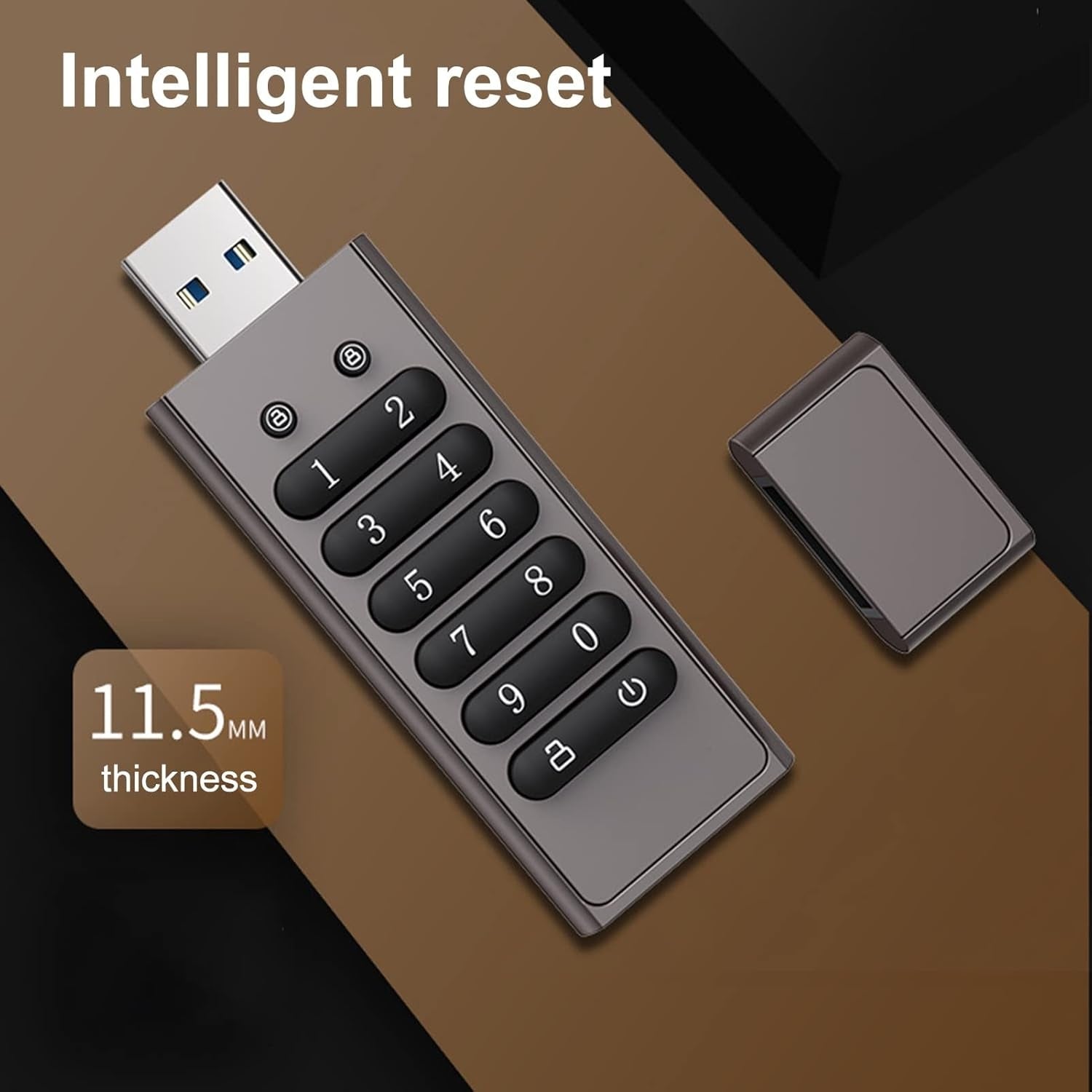 NÖRDIC Säkert krypterat USB-minne lösenordsskyddat låsande AES - 256-bitars, USB-minne 3.0 för personligt skydd 128GB