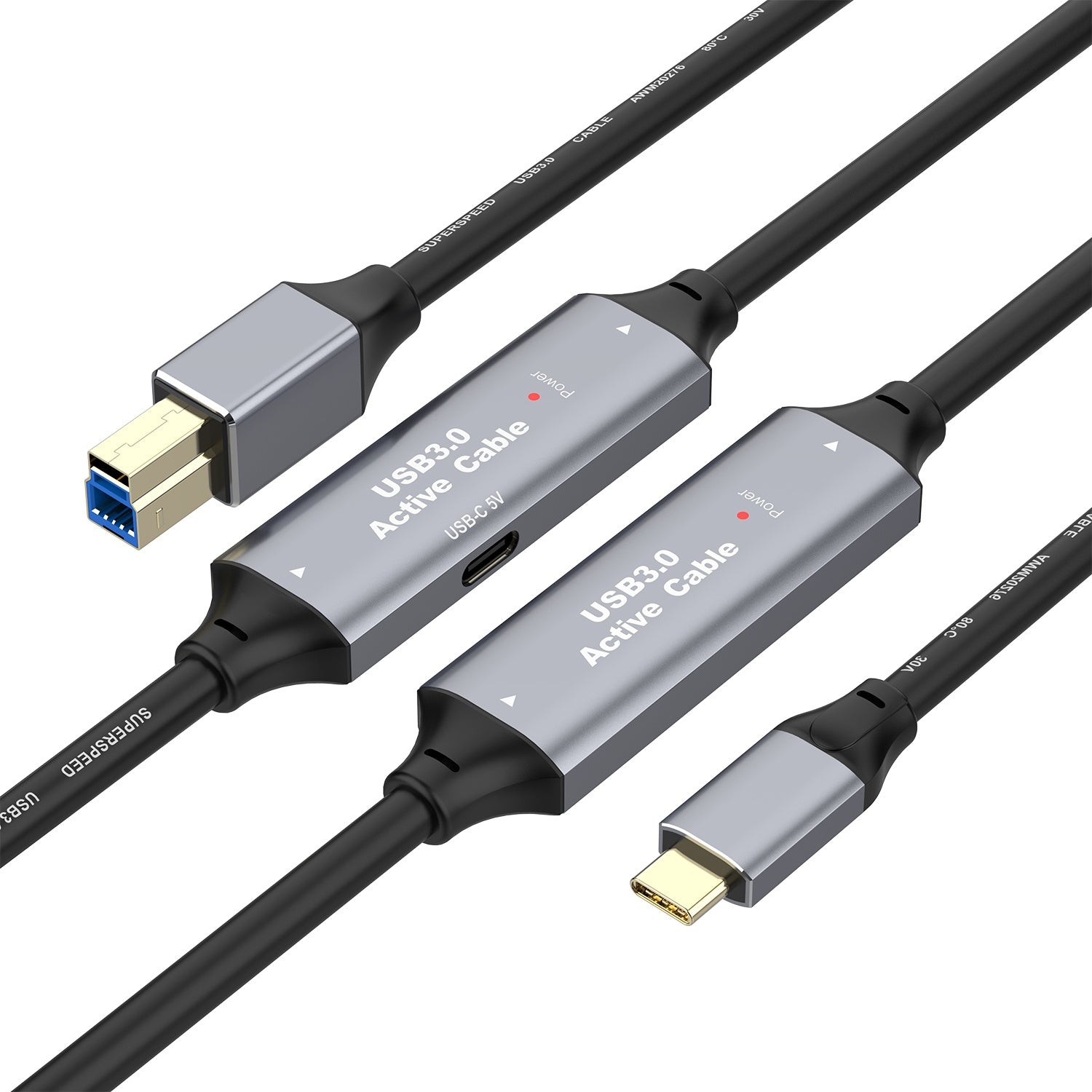 NÖRDIC USB 3.0 kabel USB C till USB B 5Gbps 15m USB skrivarkabel
