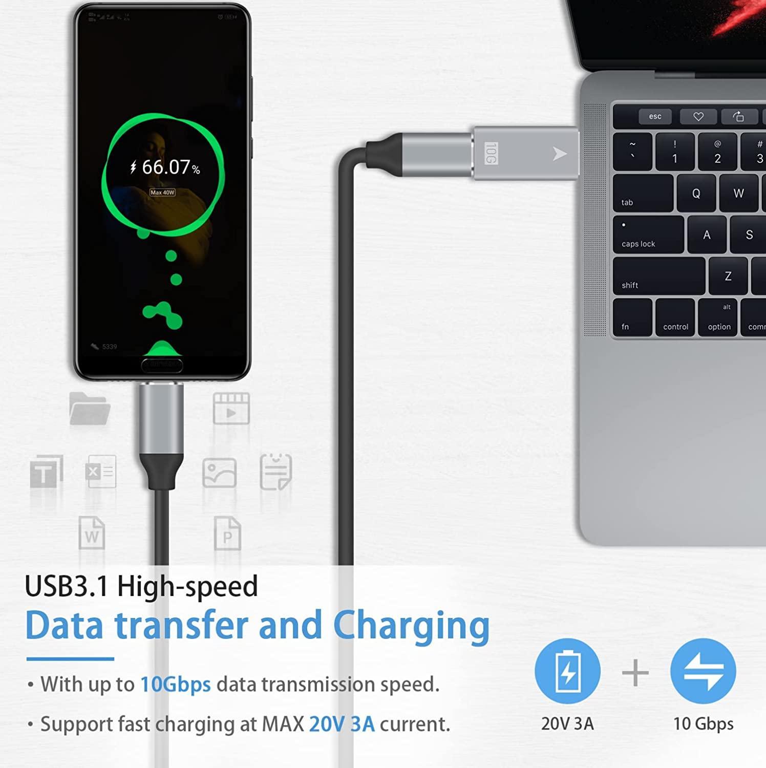 NÖRDIC USB3.2 Gen2 USB-C till USB-A adapter 10Gbps metal