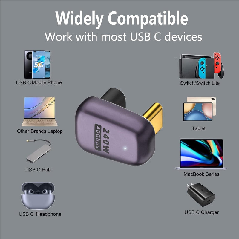 NÖRDIC USB4 vinklad adapter hane till hona 40G 8K60Hz PD100W