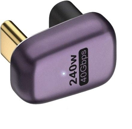NÖRDIC USB4 vinklad adapter hane till hona 40G 8K60Hz PD100W