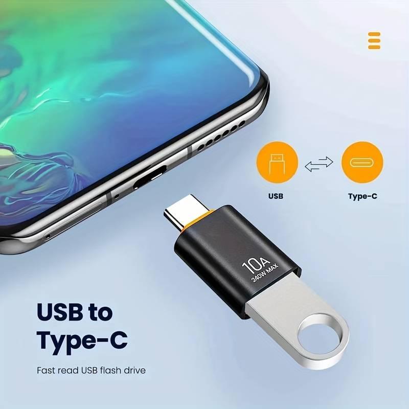 NÖRDIC USB-A 3.1 OTG hona till USB C hane adapter, USB-C adapter till synk och laddning, aluminium orange