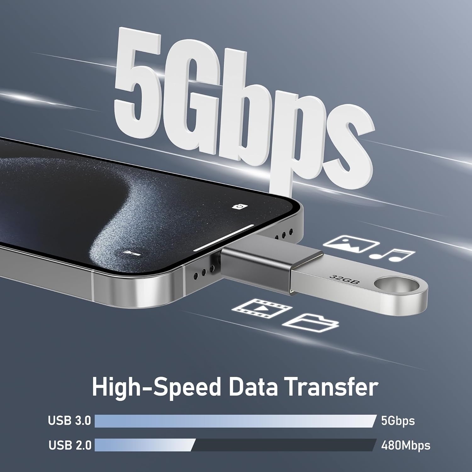 NÖRDIC USB A 3.0 OTG hona till USB C hane adapter metal svart