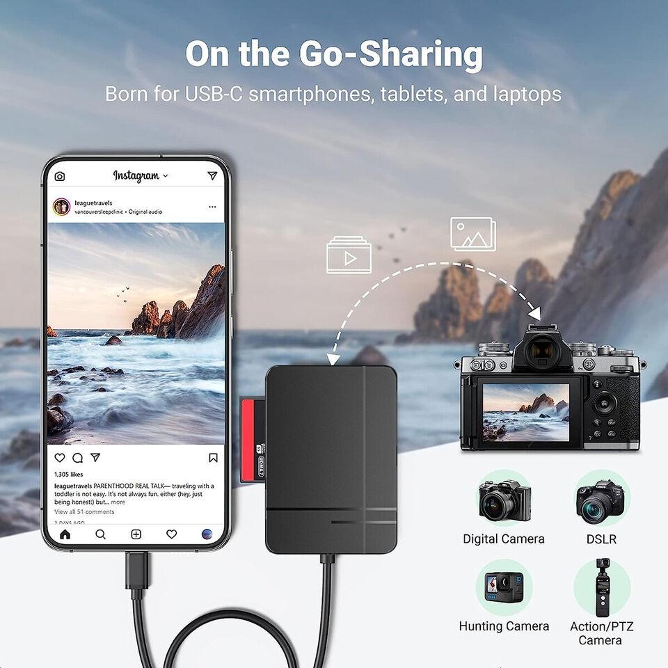 NÖRDIC USB-A 3.1, USB-C Kortläsare 4 Slot CF, SD 4.0, MicroSD 4.0, MS UHS-II