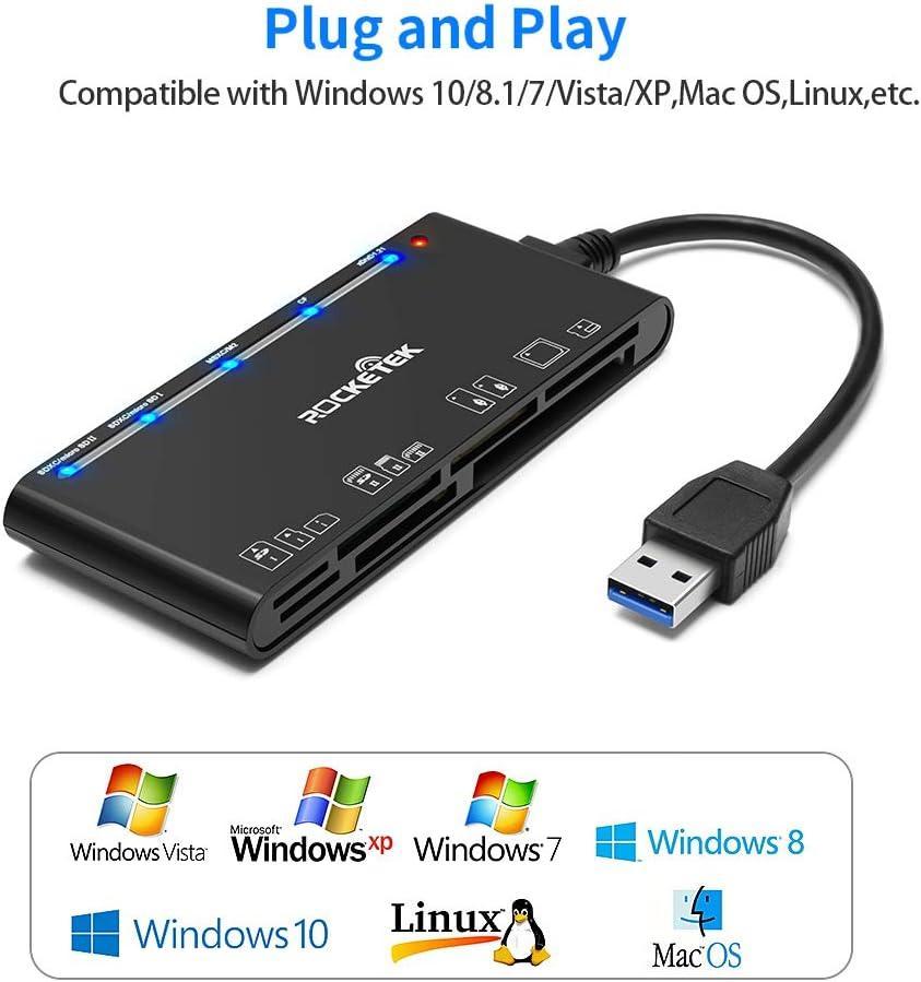 NÖRDIC USB-A Kortläsare 7 Slot 1xCF, 2xSD, 2xMicroSD, 1xMS, 1xXD UHS-I