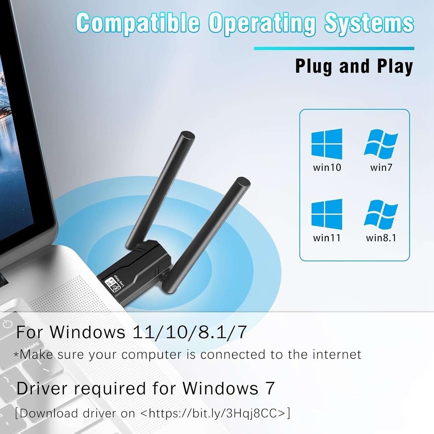 NÖRDIC USB-A långdistans Bluetooth 5.4 adapter med 150 meter räckvidd