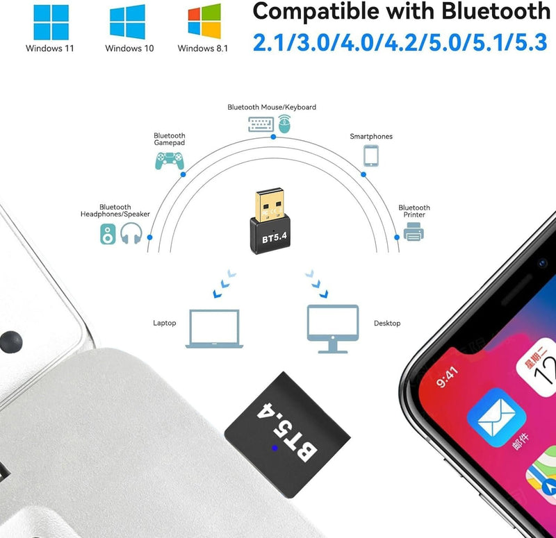 NÖRDIC USB-A Bluetooth 5.4 dongle Bluetooth USB adapter BT ver 5.4