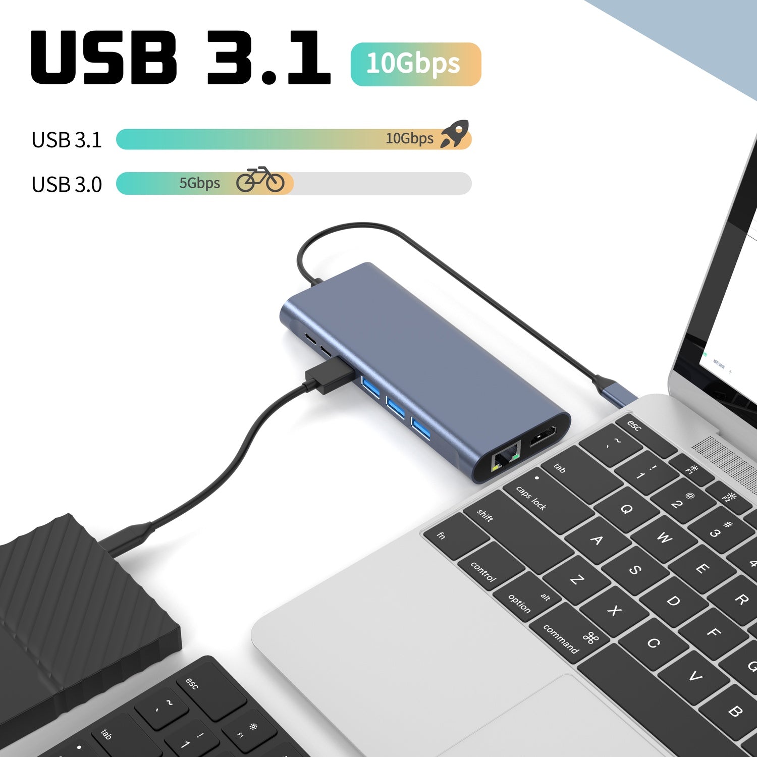 NÖRDIC USB-C 1 till 14 Dockningsstation Trippla skärmar, 2xHDMI, 1xDP, 1xUSB-C PD 100W, 2xUSB-C, 4xUSB-A, med Ethernet