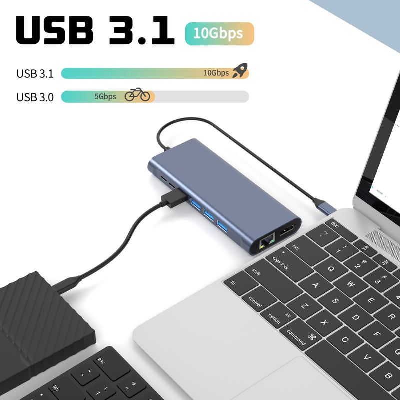 NÖRDIC USB-C 1 to 14 Docking station Tripple Display USB 1x10G 1xUSB 5G 100WPD