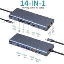 NÖRDIC USB-C 1 to 14 Docking station Tripple Display USB 1x10G 1xUSB 5G 100WPD