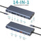 NÖRDIC USB-C 1 to 14 Docking station Tripple Display USB 1x10G 1xUSB 5G 100WPD