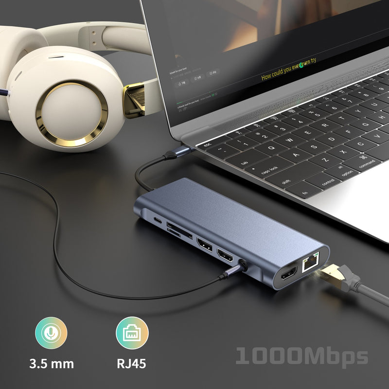 NÖRDIC USB-C 1 to 14 Docking station Tripple Display USB 1x10G 1xUSB 5G 100WPD