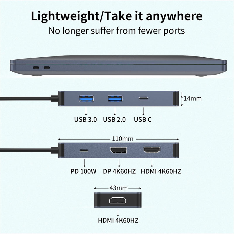 NÖRDIC USB-C 1 to 7 Docking Station 2xHDMI 1xDP 1xUSB-C PD 3xUSB