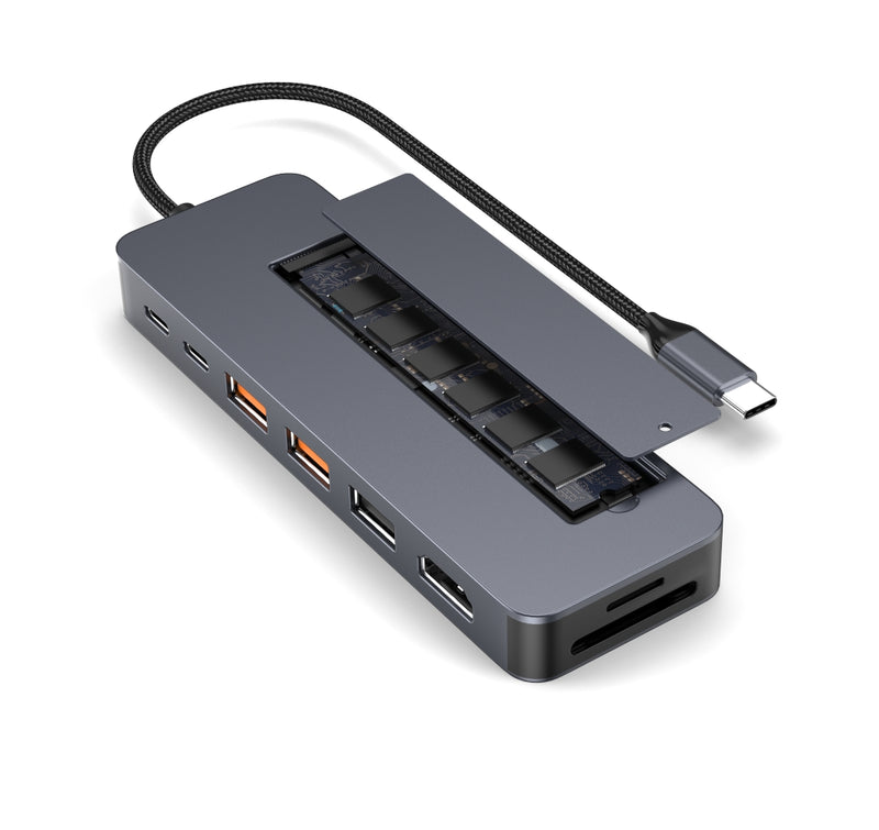 NÖRDIC USB-C 1 to 9 Docking Station 1xHDMI4K60Hz 1xUSB-C PD 100W, 3xUSB 3.2 10G 1xM.2 SSD NVMe