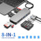 NÖRDIC USB-C 8ports Card Reader 1xSD3.0 1xMicroSD3.0  1xCF 3.0 1xMS3.0 1xXCD3.0 2xUSB-A 5G 1xUSB-C 15W
