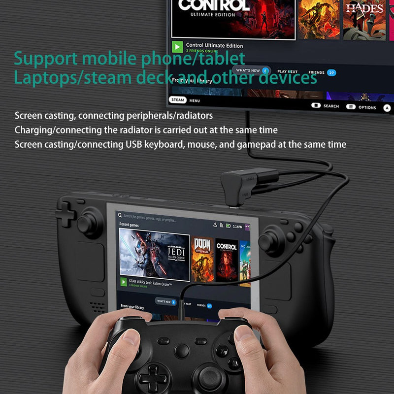 NÖRDIC USB-C Adapter 1 till 2 USB-C 3.1 + USB-A 10Gbps 4K60Hz 100W PD