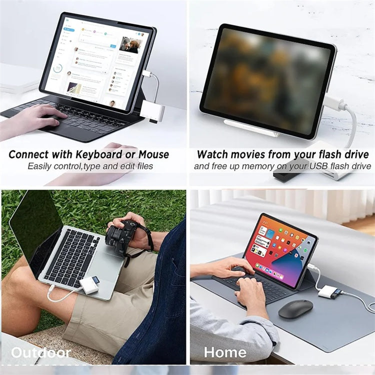 NÖRDIC USB-C Kortläsare 2 Slot SD, MicroSD 3xUSB-A 1xUSB-C Laddning 30W UHS-I
