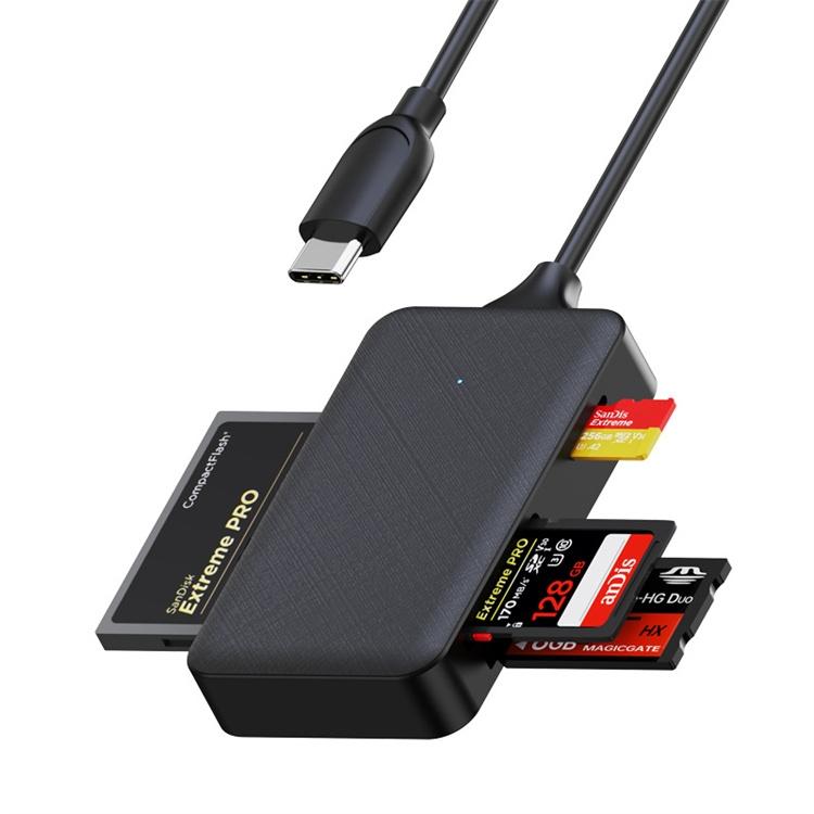 NÖRDIC USB-C Kortläsare 4 Slot CF, SD, MicroSD, MS UHS-I