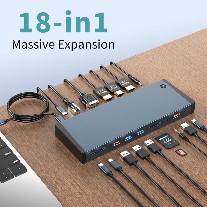 NÖRDIC USB-C Docking Station 1 to 18 upp to four display 3xUSB 10G 2xUSB 5G 1xGigaLAN