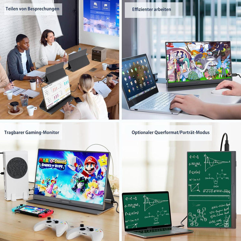 NÖRDIC USB-C & HDMI Bärbar LCD-skärm 15,6" 1920x1080p 60Hz