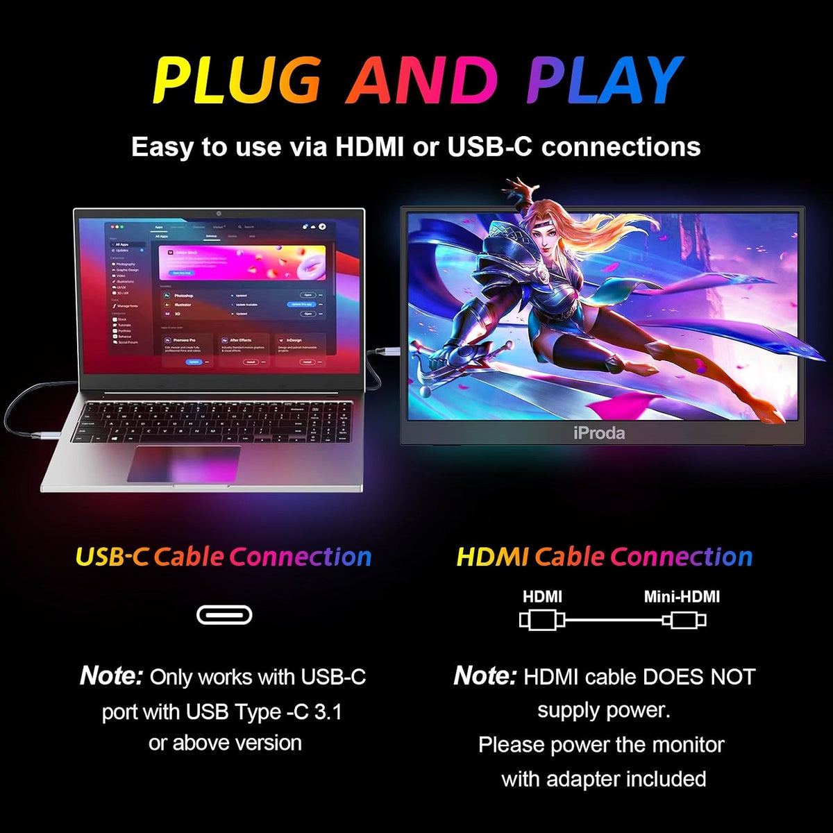 Portable Monitor 18.5 Inch 1080P 120Hz with Built-in Stand