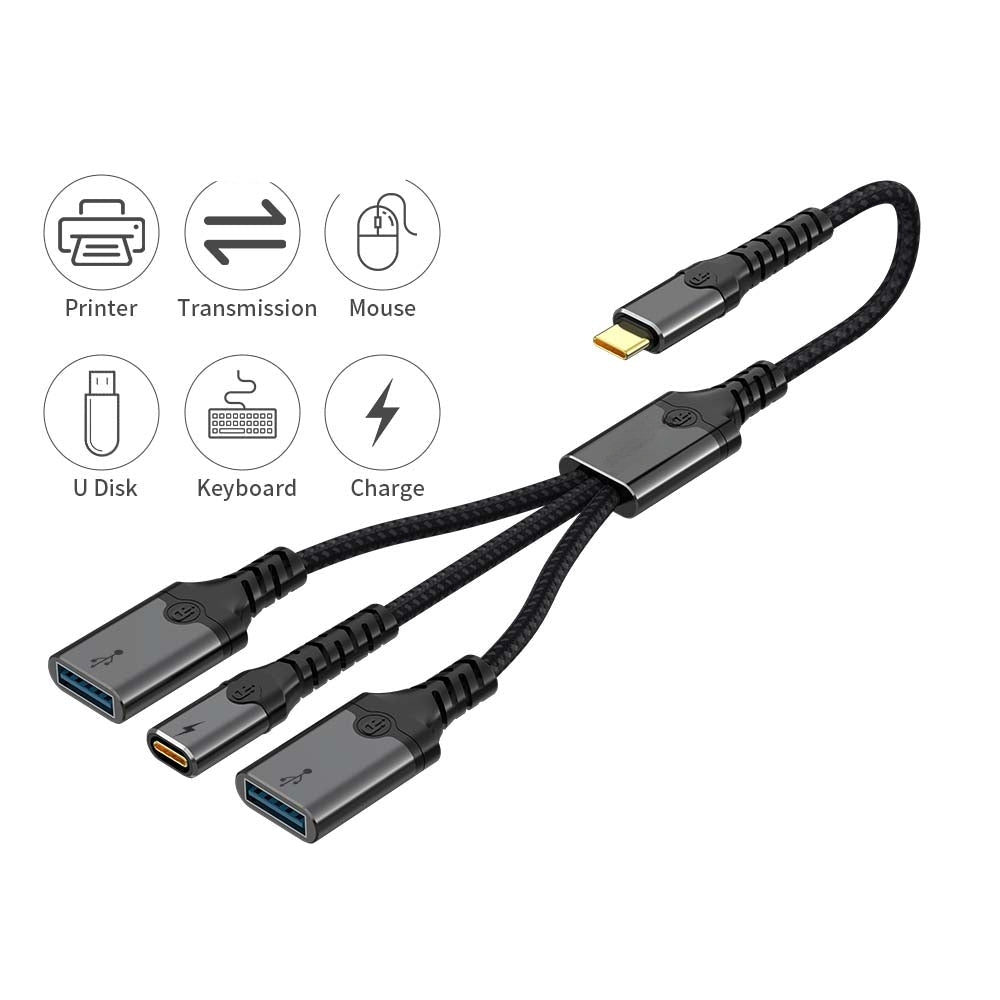 NÖRDIC USB-C Hubb till 1xUSB-C PD60W 2xUSB-A