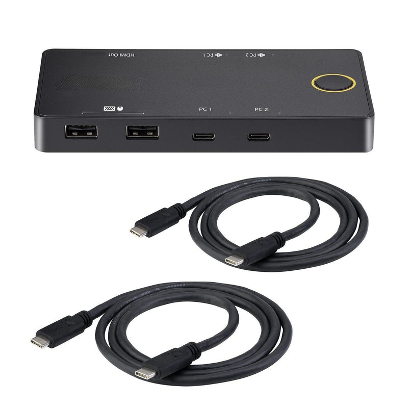 NÖRDIC Dockningsstation och KVM-switch 2 till 1 USB-C till HDMI, 4K60Hz, 2x USB-A, 2x USB-C PD 100W