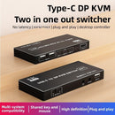 NÖRDIC USB-C KVM-switch 2 till 1 DP 8K60Hz 4K144Hz 3xUSB 1x3.5mm