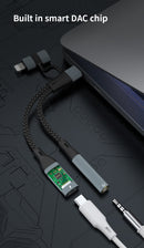 NÖRDIC USB-C+Lightning till Audio 3,5mm PD60W USB-C 15cm