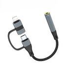 NÖRDIC USB-C/Lightning till stereo 3,5 mm-adapter 15 cm