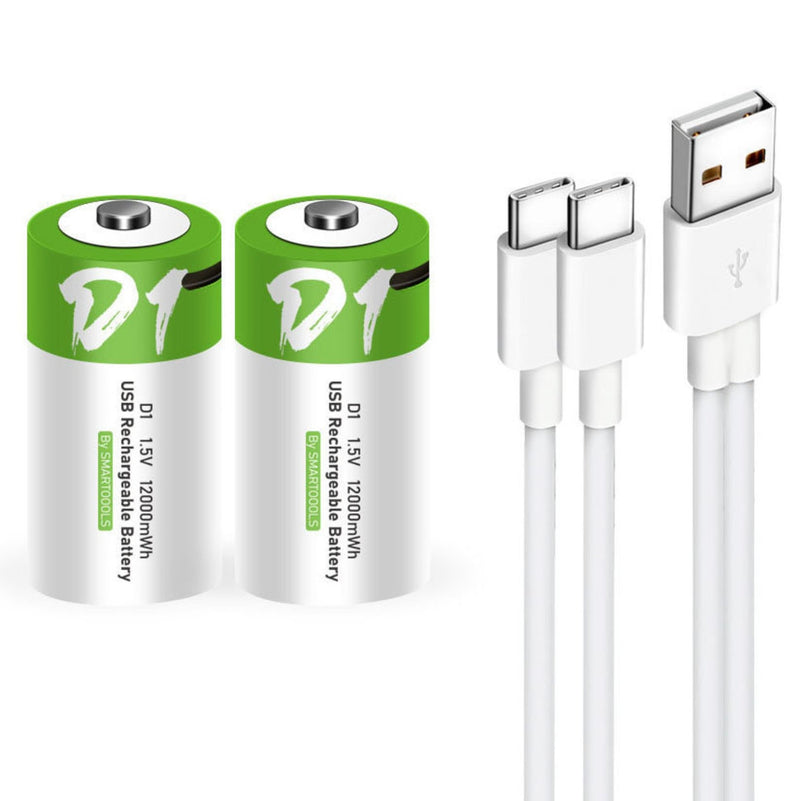NÖRDIC USB-C Rechargeable D batteries 2-pack 1.5V LR20