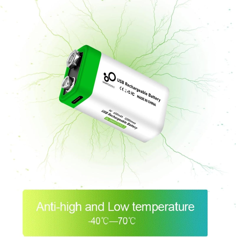 NÖRDIC USB-C Rechargeable batteries 2-pack 9V