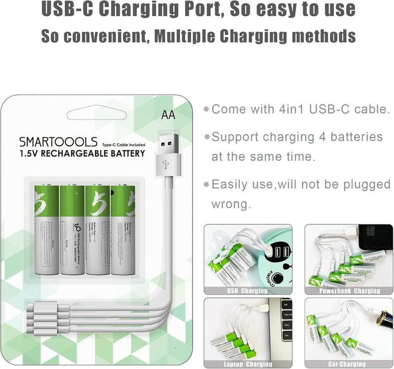 NÖRDIC USB-C Rechargeable batteries 4-pack AA