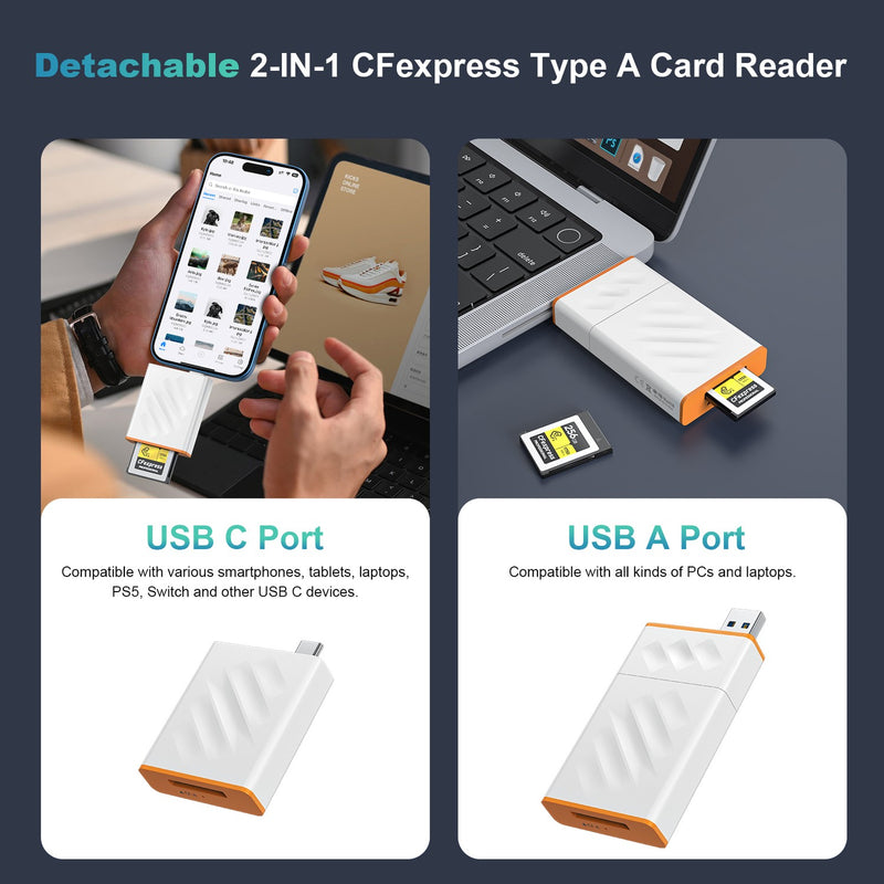 NÖRDIC USB-A, USB-C 3.0 Kortläsare CFexpress Type A UHS-I
